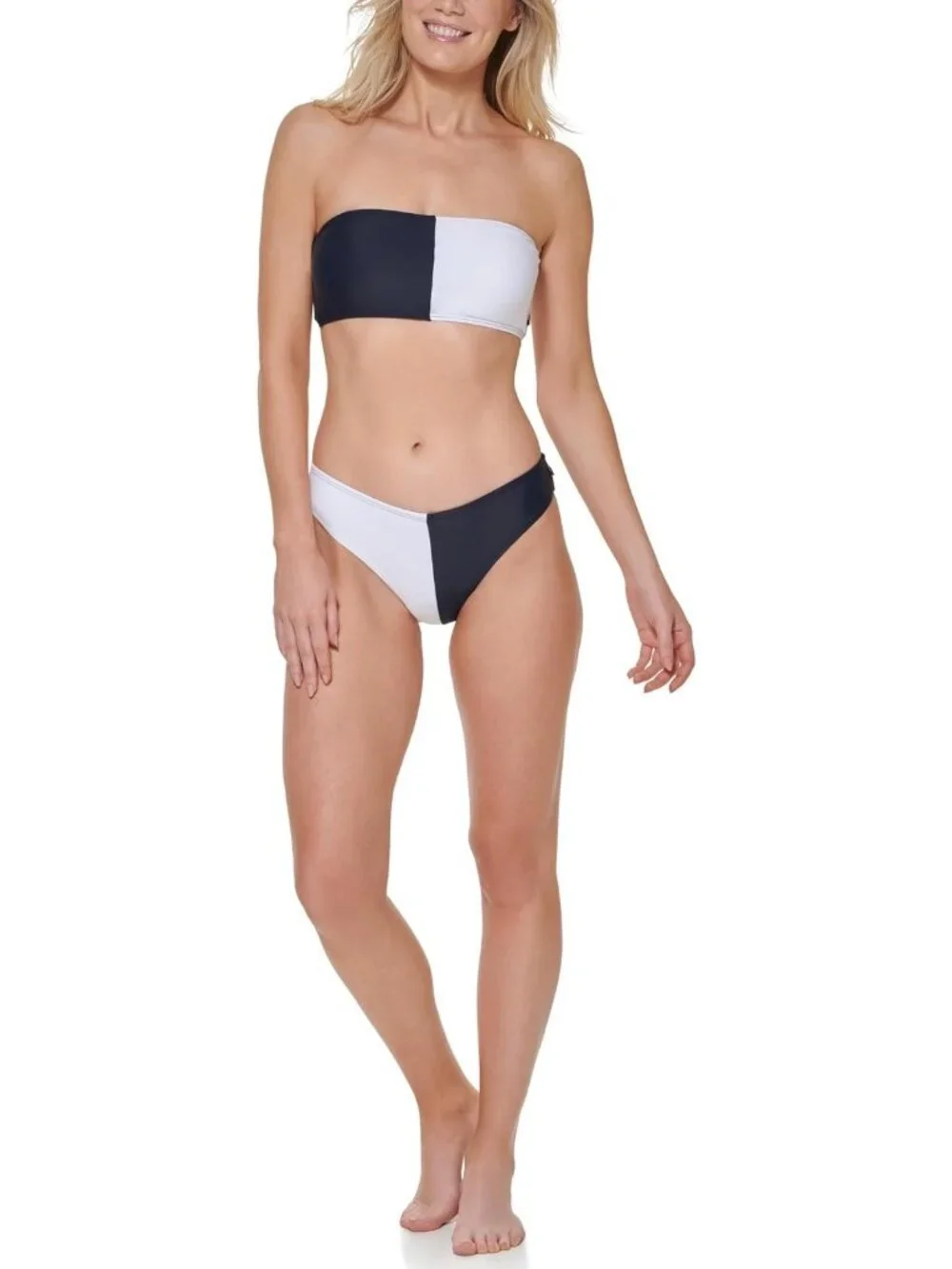 Tommy Hilfiger Women's Bandeau Bikini Top, Sky Captain/White XS NWT